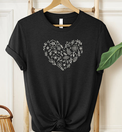 Doodle Flower Heart T-shirt