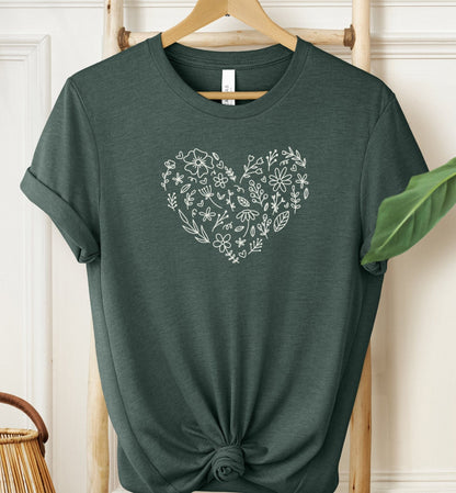Doodle Flower Heart T-shirt