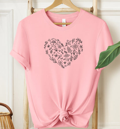 Doodle Flower Heart T-shirt