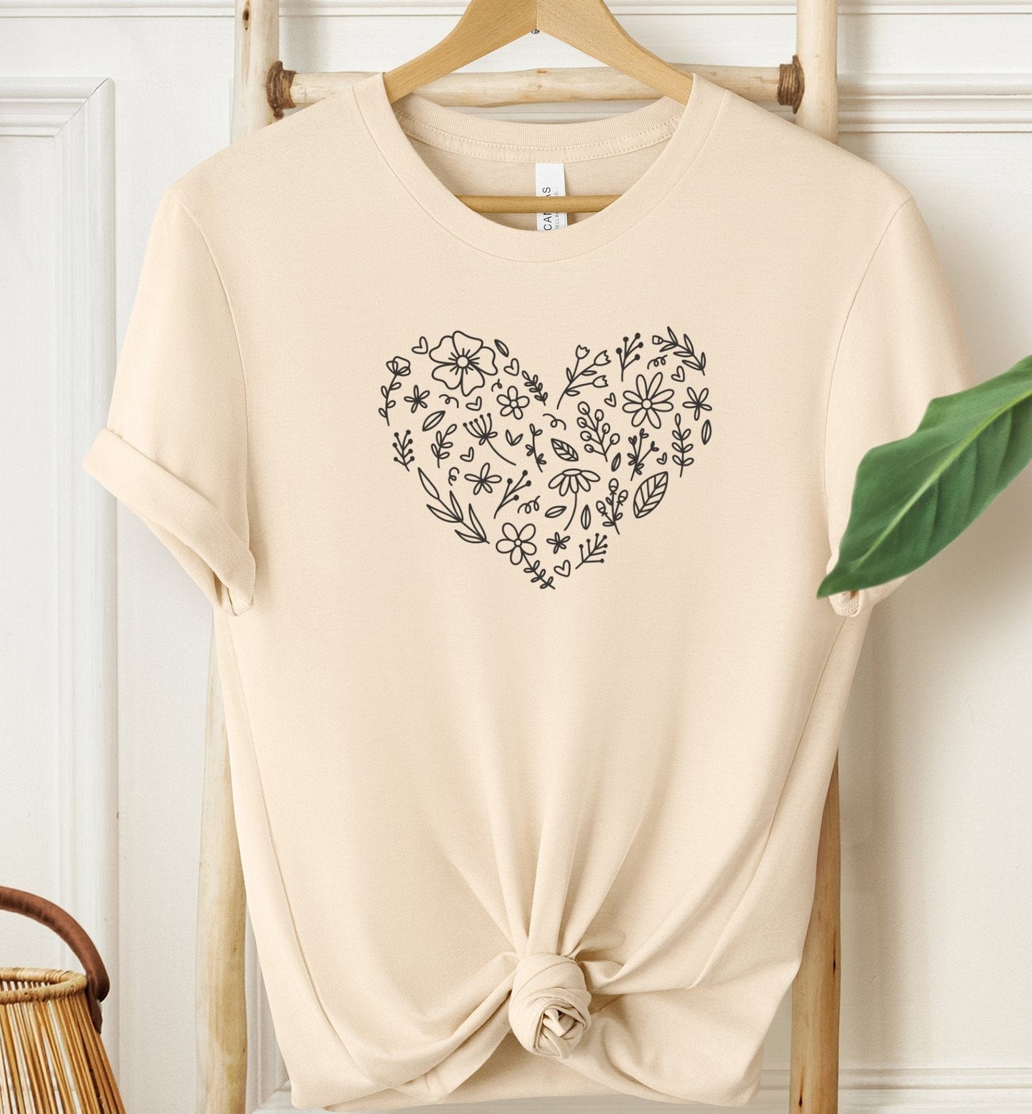 Doodle Flower Heart T-shirt