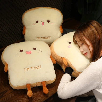 Cute Plush Toast Pillow and Hand Warmer