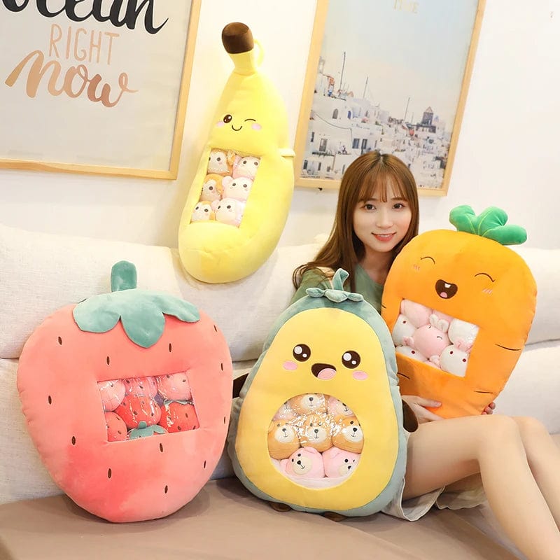 Fruit & Veggie Snack Plushie Bags