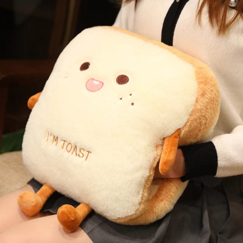 Cute Plush Toast Pillow and Hand Warmer