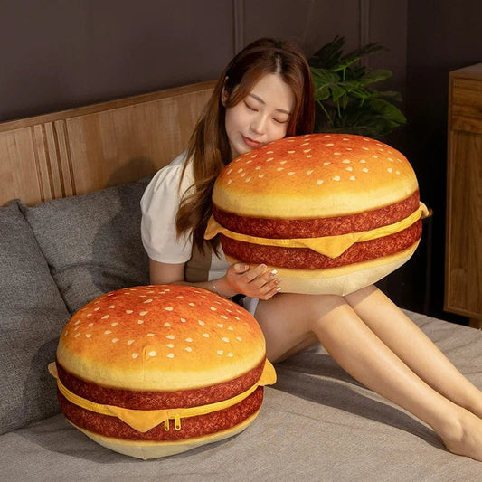 Bite-Sized Burger Plush Cushion