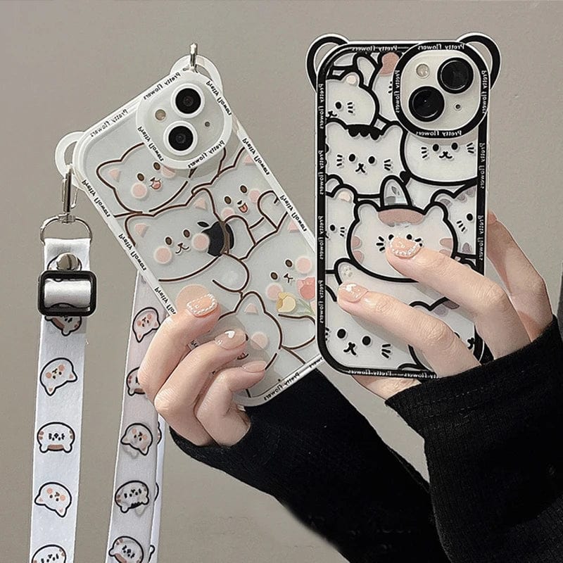 Kawaii Bear and Cat Phone Case