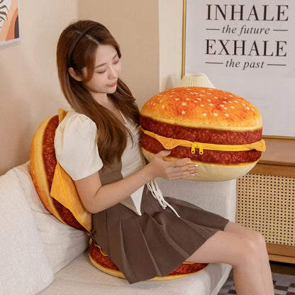 Bite-Sized Burger Plush Cushion