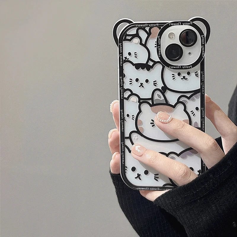 Kawaii Bear and Cat Phone Case