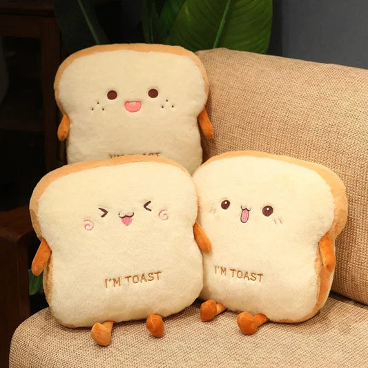 Cute Plush Toast Pillow and Hand Warmer