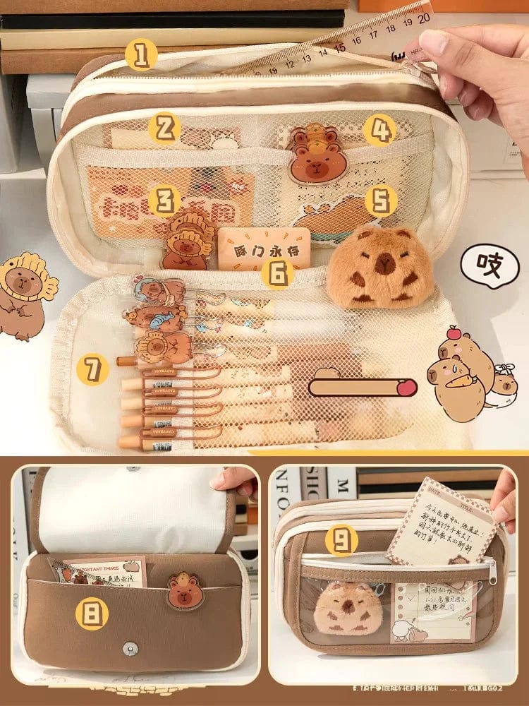 Cute Fabric Pencil Case Kawaii Large Capacity Animal Zipper Kids Bag Children'S Boys' Pen Pouch Girl School Case Supplies