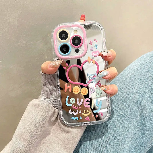 Cute Heart Mirror Phone Case