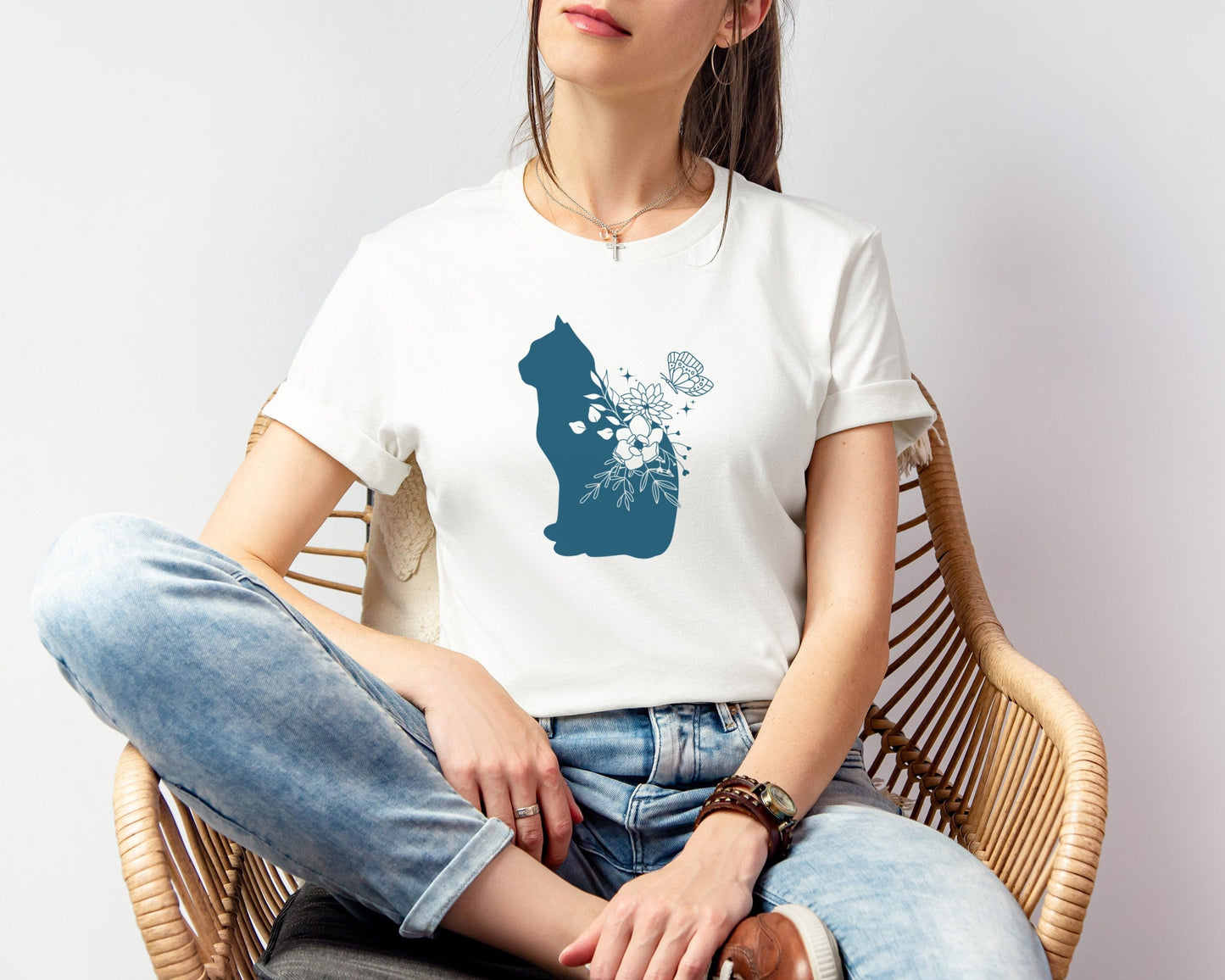 Boho Floral Cat T-shirt